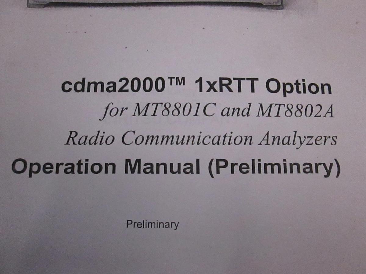 Used Anritsu cdma2000, 1xRTT Option Preliminary Operating Manual, Used