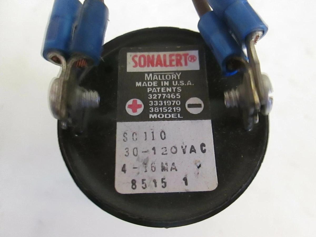 Used Mallory Sonalert SC110 Alarm Buzzer, 30-120 VAC Used