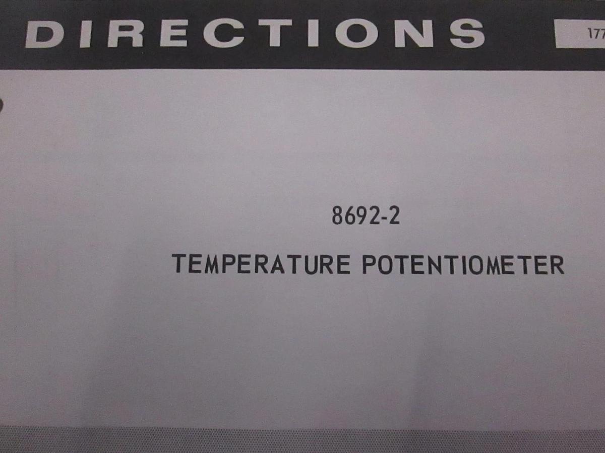 Used Leeds and Northrup 8692-2 Temperature Potentiometer Directions, Used