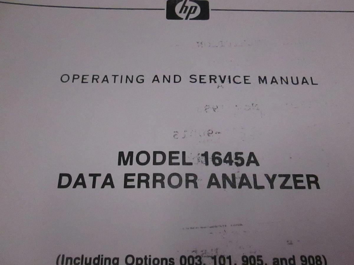 Used HP 1645A Data Error Analyzer Operating and Service Manual, Used