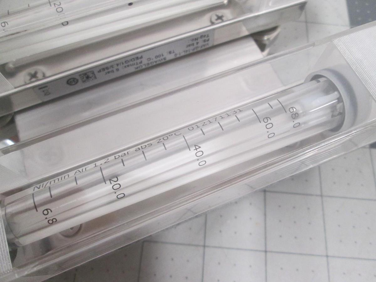 Used Swagelok, VAF-GP-14L-1-0, PS: 4 Bar, Flowmeter Assy, New, Lot of 2