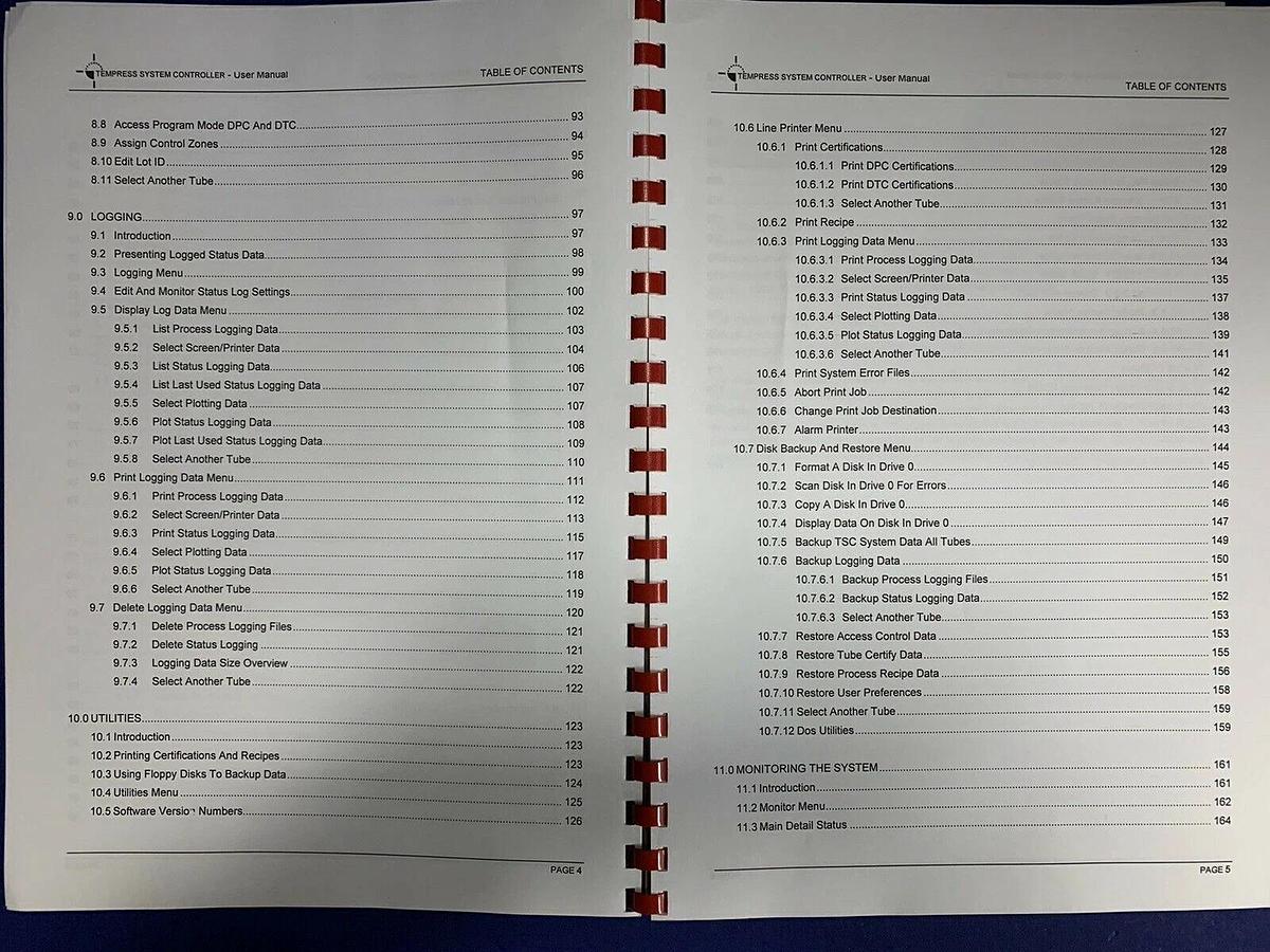 Used Tempress System Controller User Manual 1998, Used