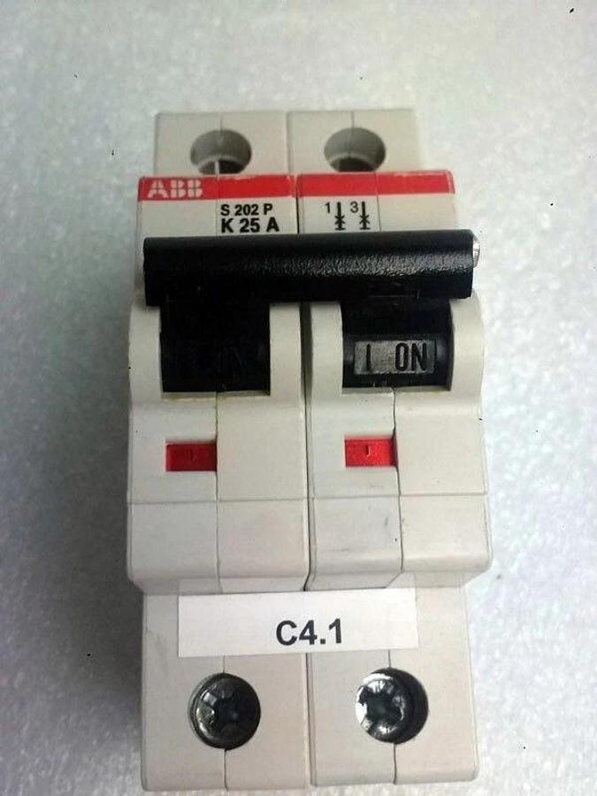 Used ABB S202 P K25A Circuit Breaker, 2Pole, Used