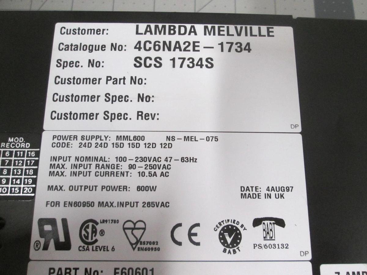 Used Lambda, Omega MML600 Power Supply, Used
