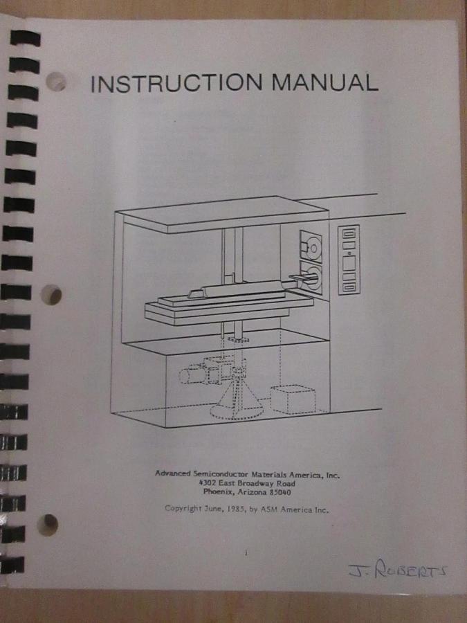 Used ASM PECVD Soft Contact Loader Instruction Manual, Used