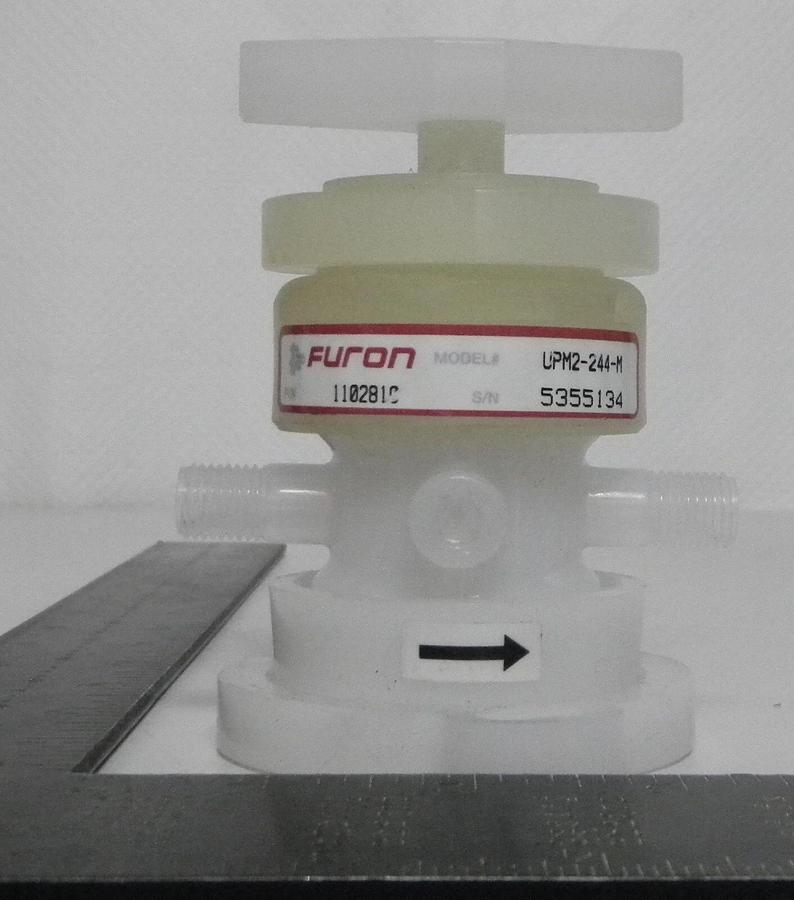 Used Furon Valve UPM2-244-M, 2-Way 1/4 Turn (1/4" Orifice), Used