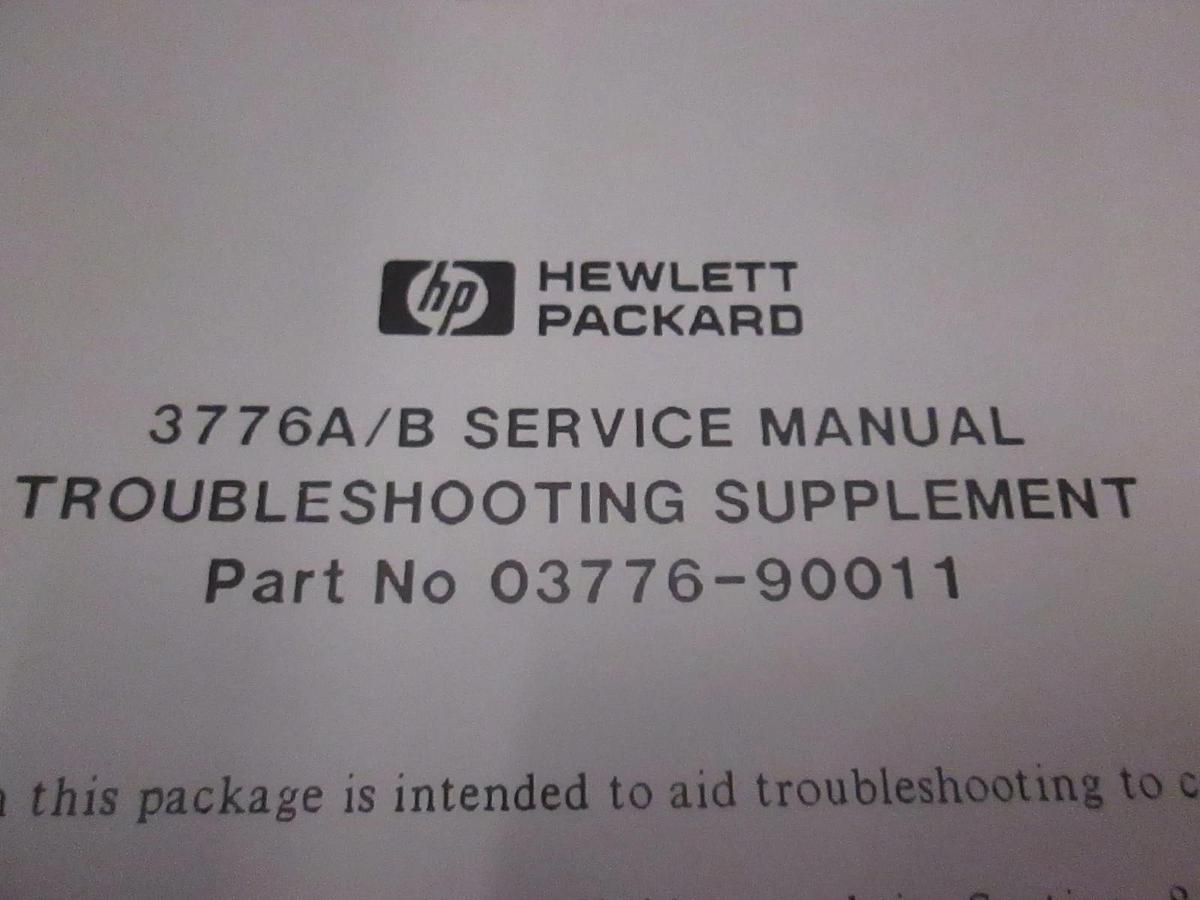 Used HP 3776A/B Service Manual and Troubleshooting Supplement, Used