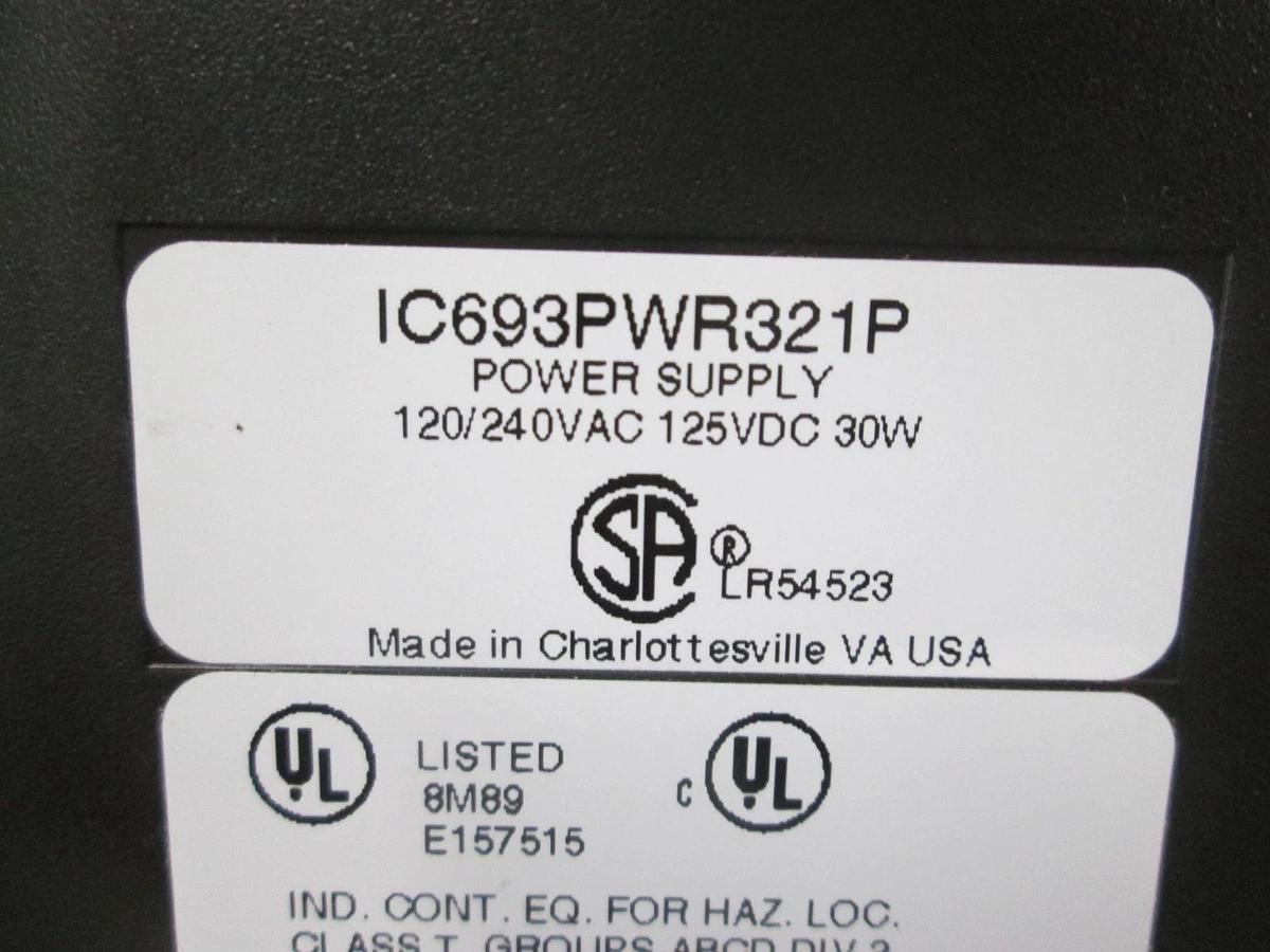 Used GE Fanuc, IC693PWR321P, 30W Power Supply, Series 90-30 Programmable Control Used