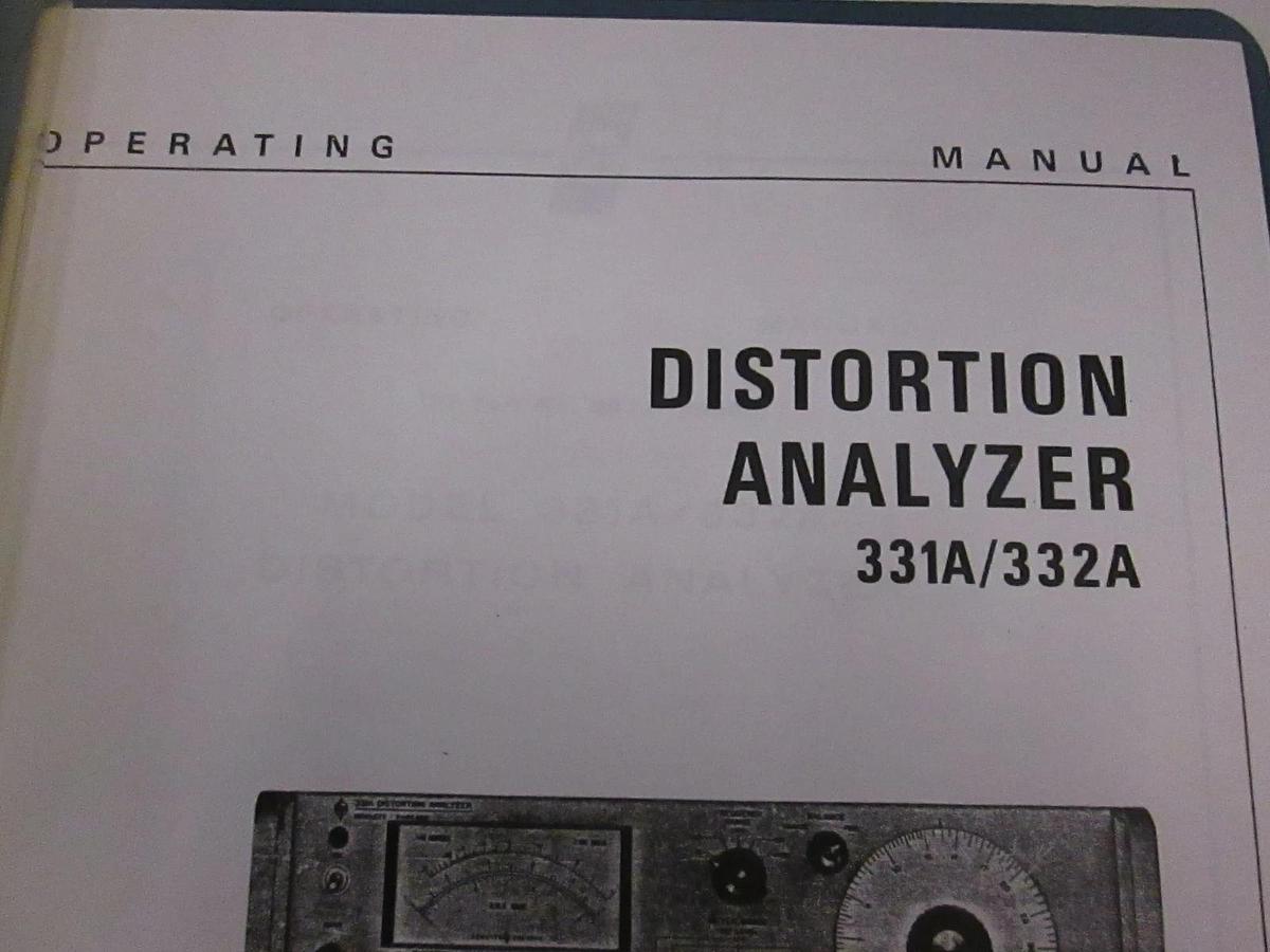 Used HP 331A/332A Distortion Analyzer, Operating Manual, Used