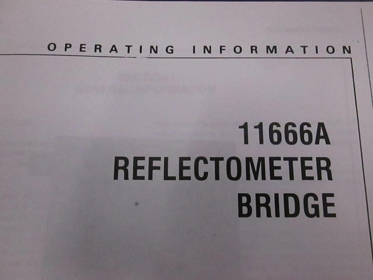 Used HP 11666A Reflectometer Bridge Operating Information, Used