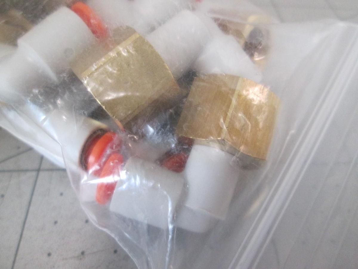 Used SMC, KQ2LF03-35, Fitting, Female Elbow, Brass/Plastic, 1/4" NPT, New, Lot of 14