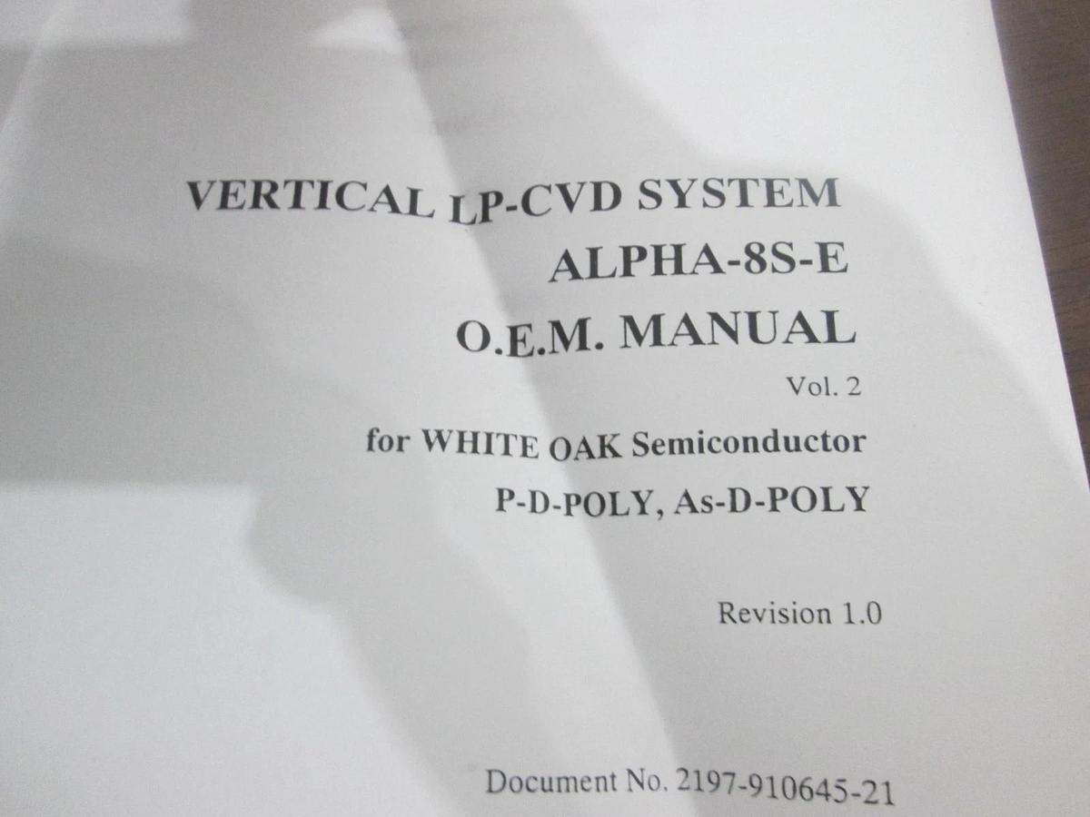 Used Tokyo Electron, ALPHA-8S-E, P-D-Poly, As-D-Poly O.E.M. Manual, Vol 2, Used