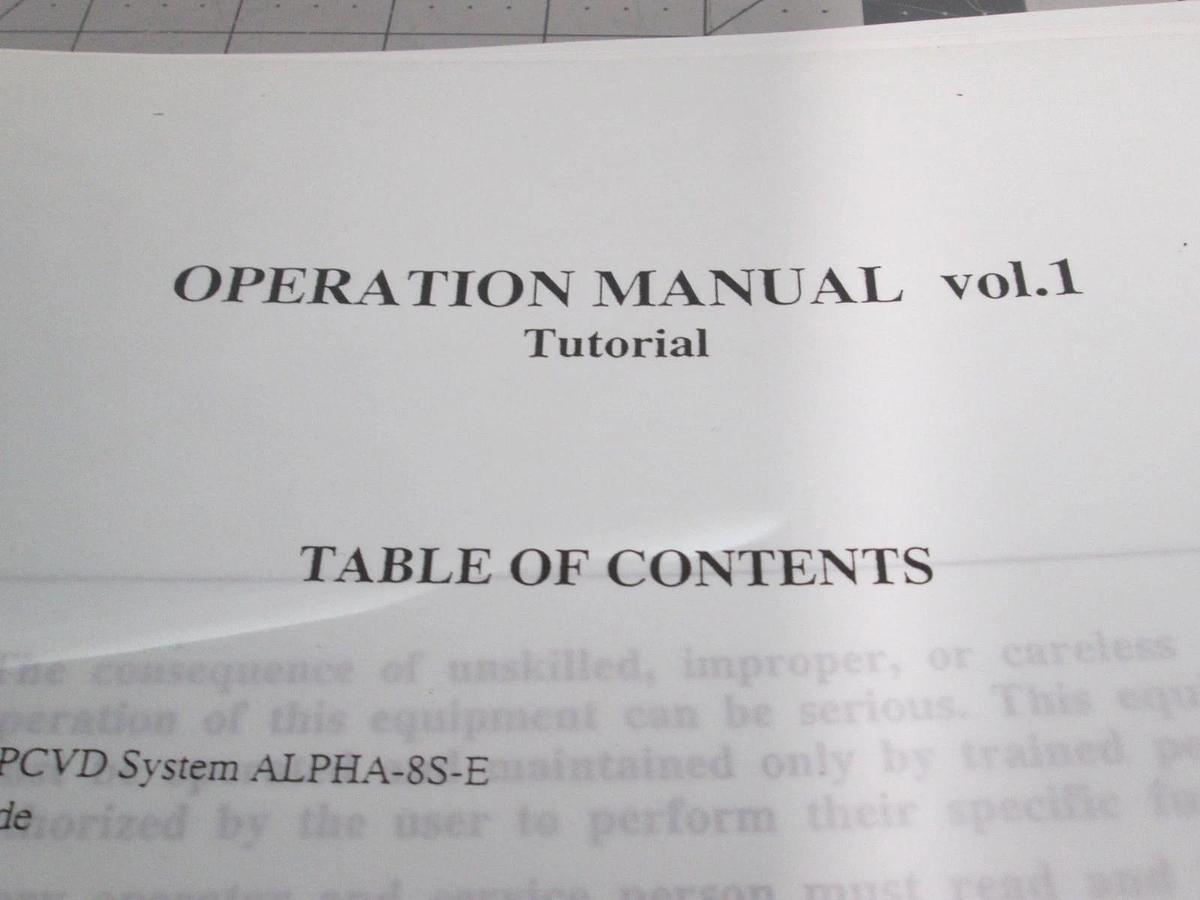 Used TEL Tokyo, ALPHA-8S, Operation Manual VOL. 1, Used