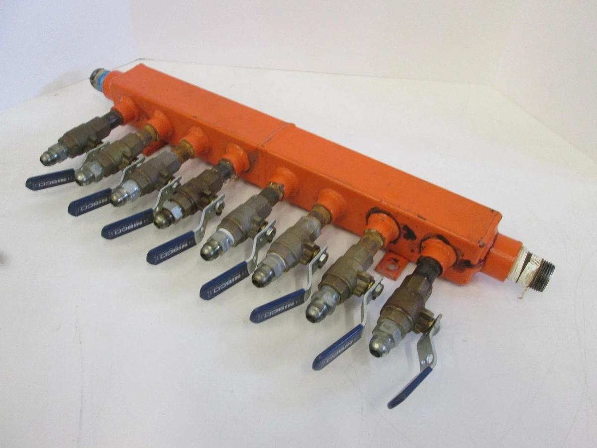 Used Plastic Process Equipment, 23", 8 Port Water Manifold, Max 150 PSI, Used