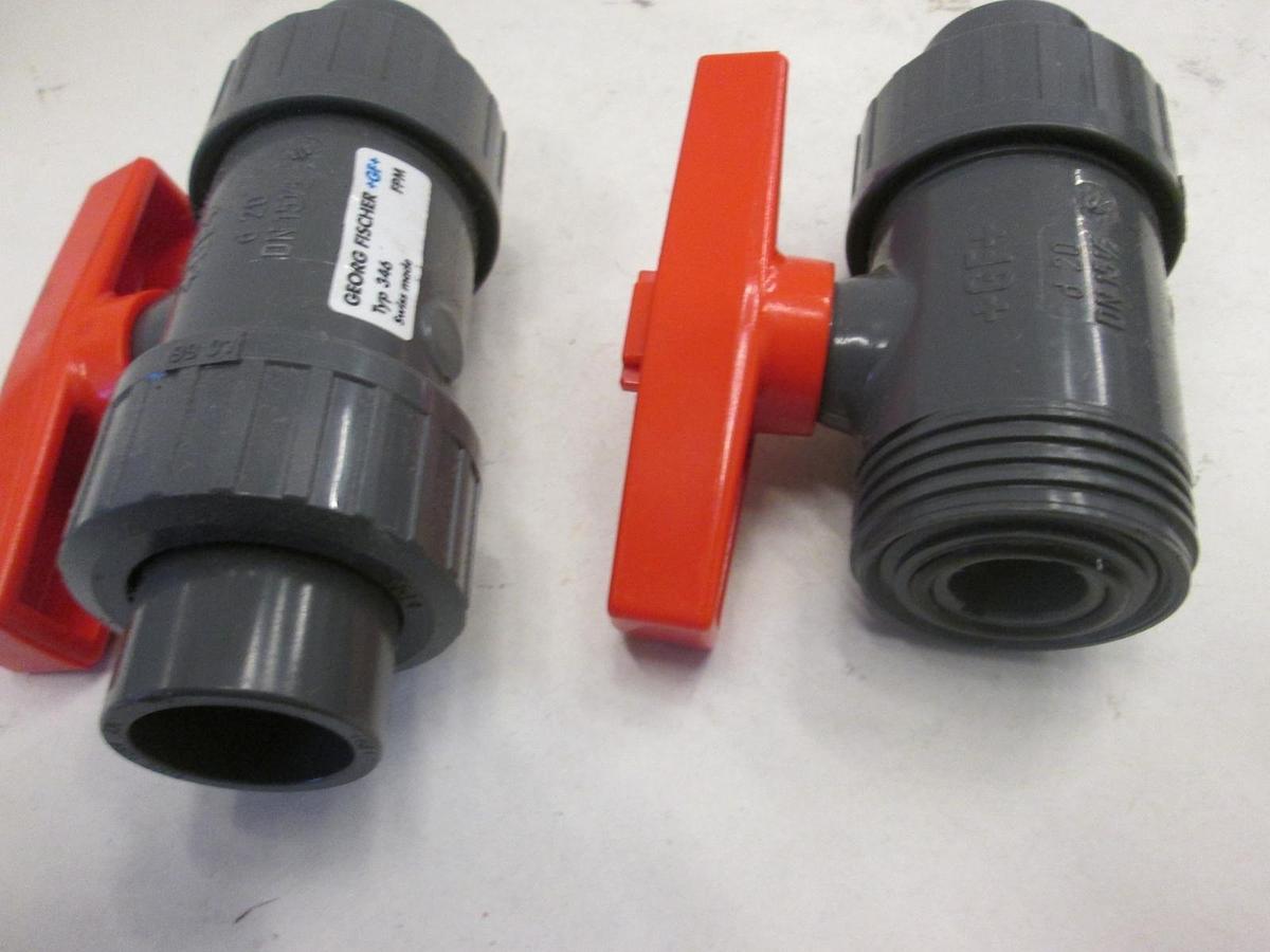 Used George Fischer, Type 346, DN 15 1/2", 2 Way Ball Valve, Used, Lot of 2
