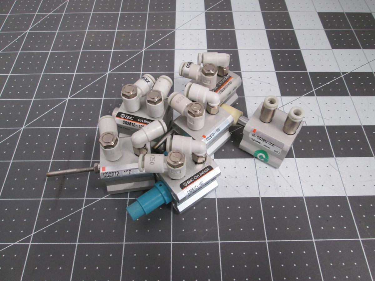 Used Lot of 6 SMC CQ2B12-10D Compact Pneumatic Air Cylinder Block Mix 12mm 10mm
