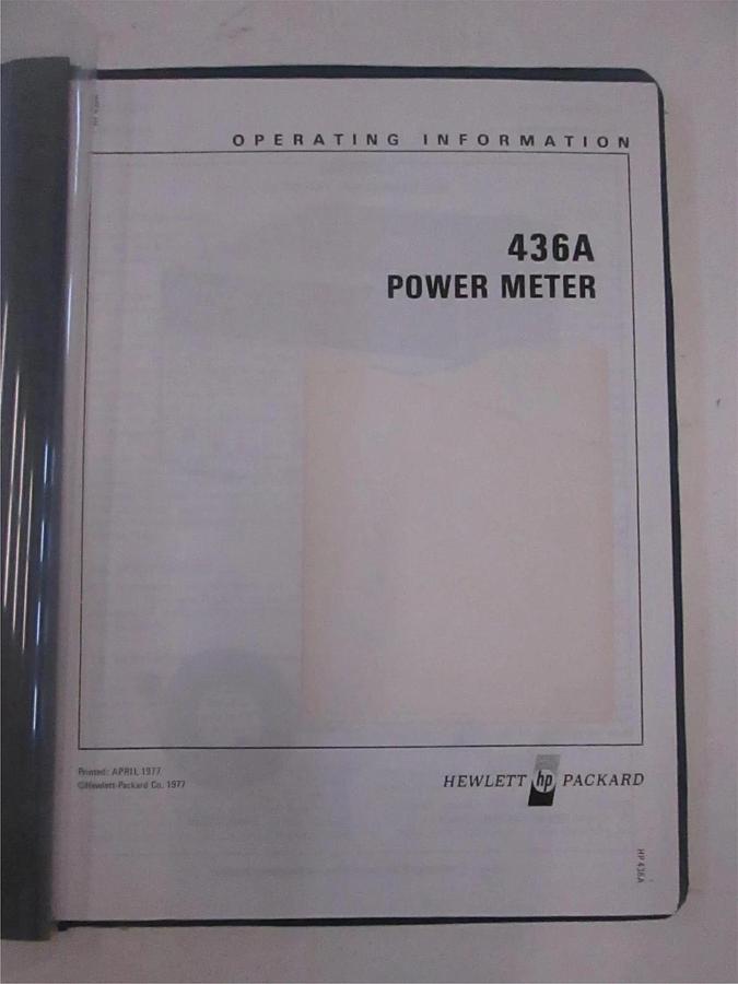Used HP 436A Power Meter Operating Information, Used