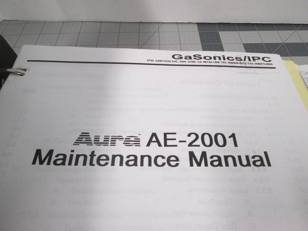 Used GaSonics, AE-2001 Maintenance Manual, SMA98-700-01, Rev. 2, Used