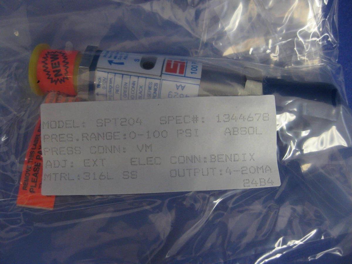Used SPAN Instruments SPT-204 Pressure Transducer, 0-100 PSIG, 4-20mA, New in Box
