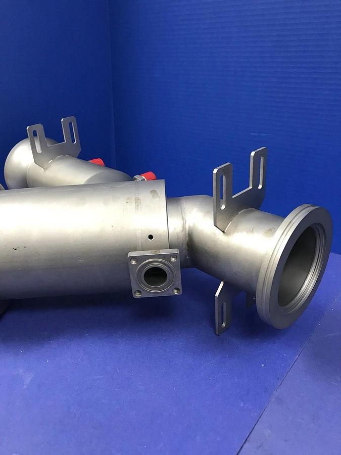 Used MKS HPS 100996194 2-Stage In-Line Vacuum Valve, 3" ISO80 & 102/75 Ball Socket