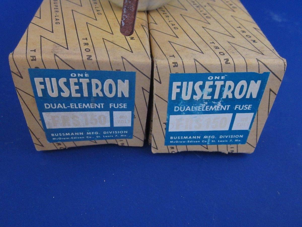 Used Bussmann Fusetron FRS150 Time Delay Fuse 150A, 600V, LOT of 2, NIB