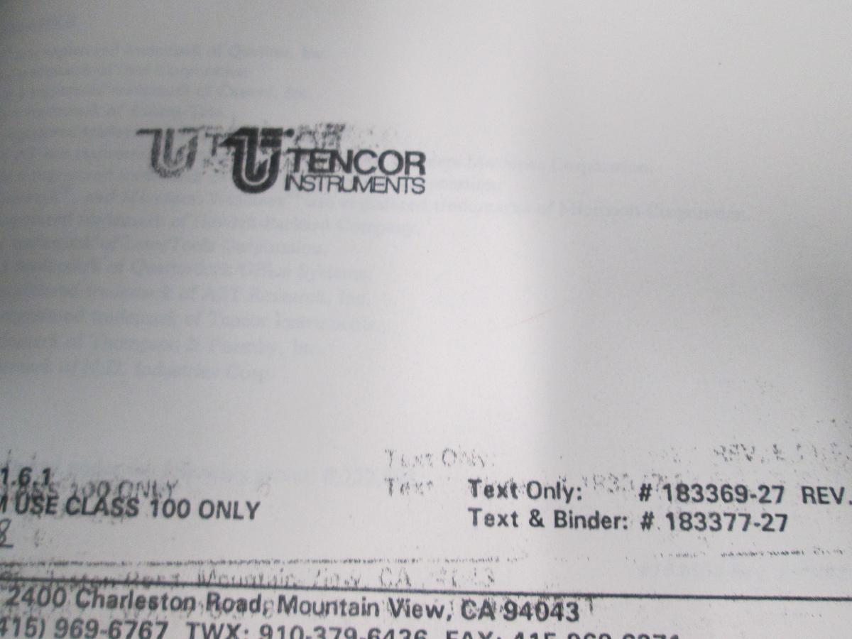 Used Tencore, P-20, Long Scan Profiler, User's Manual, 183377-27, Used