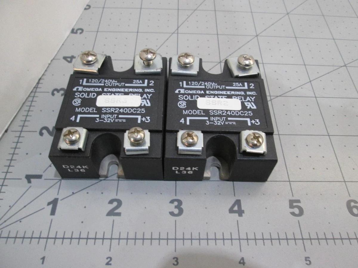 Used Omega, Model SSR240DC25, Solid State Relay, Used, Lot of 2