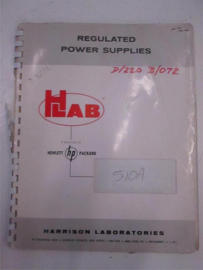Used HP Model 510A Power Supply Instruction and Operating Manual, Used