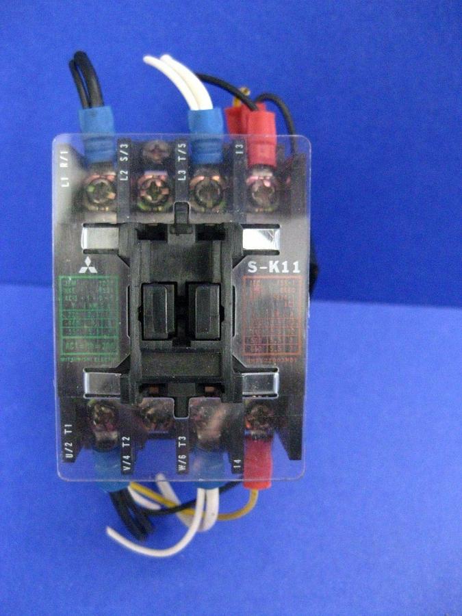 Used Mitsubishi S-K11 Magnetic Contactor, 100VAC Coil, Lot of 4, Used
