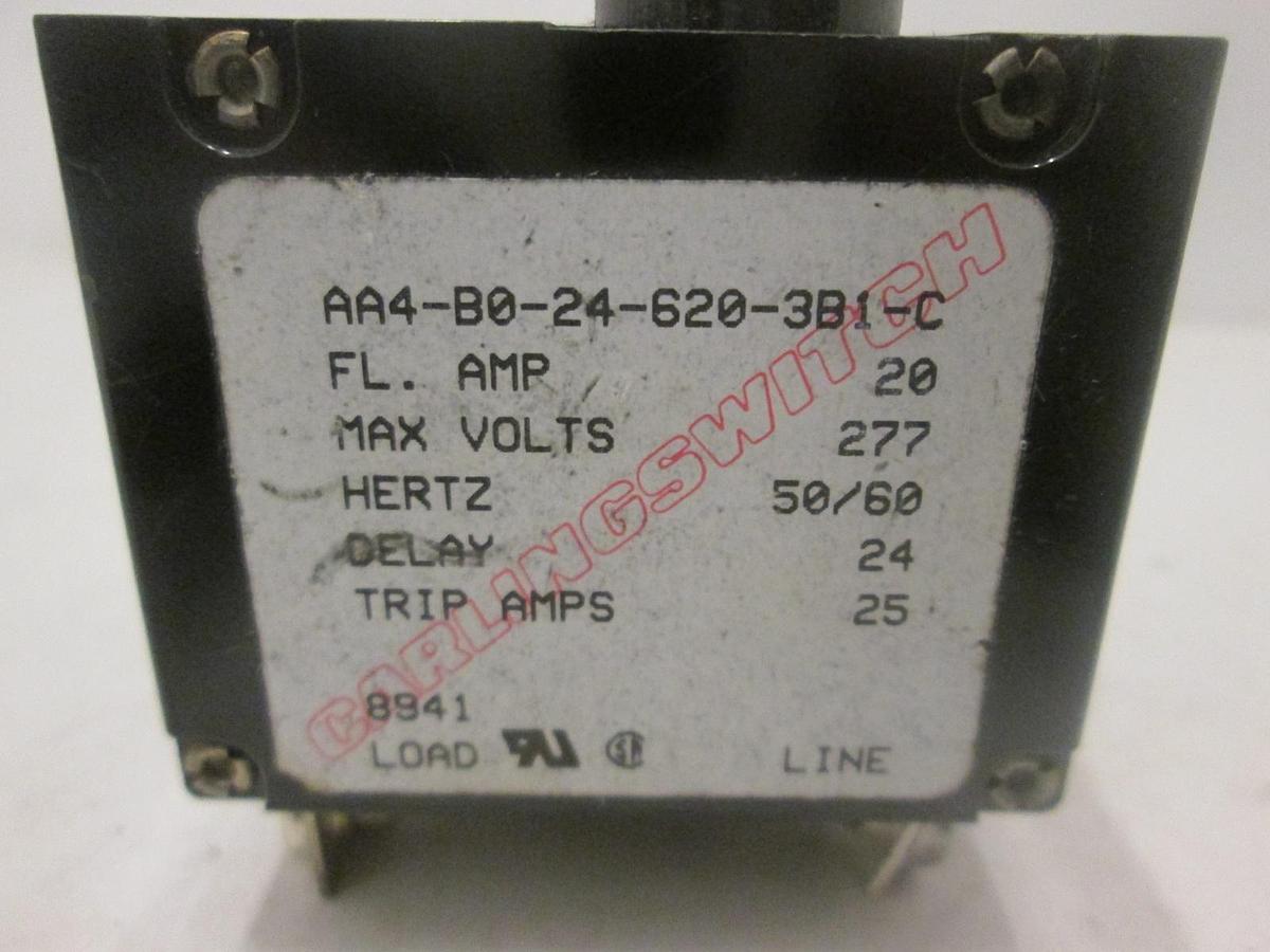 Used EATON HEINEMANN, JA4S-T3-A-0020-02E, CIRCUIT BREAKER, 4POLE, 20A, New