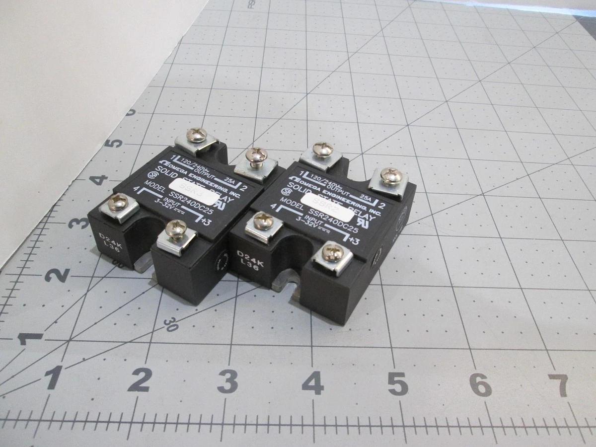 Used Omega, Model SSR240DC25, Solid State Relay, Used, Lot of 2