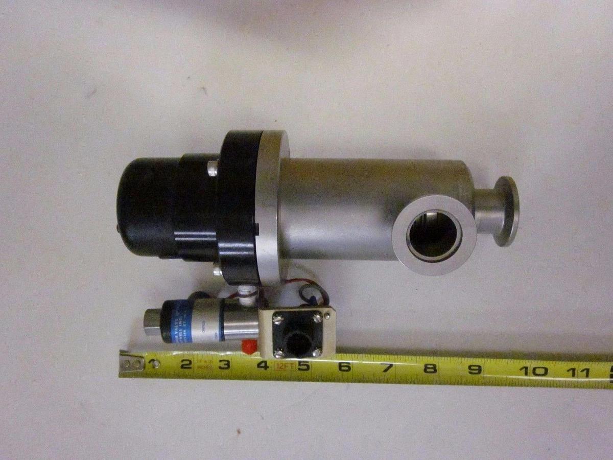 Used HPS MKS Vacuum Bellows Sealed Angle Gate Valve NW-25, 1" w/ Skinner Solenoid