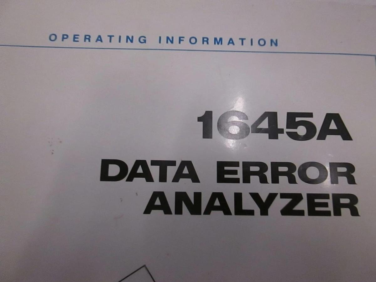 Used HP 1645A Data Error Analyzer Operating Information, Used