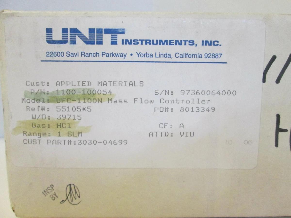 Used Unit UFC-1100N Mass Flow Controller, HCL, 1 SLM