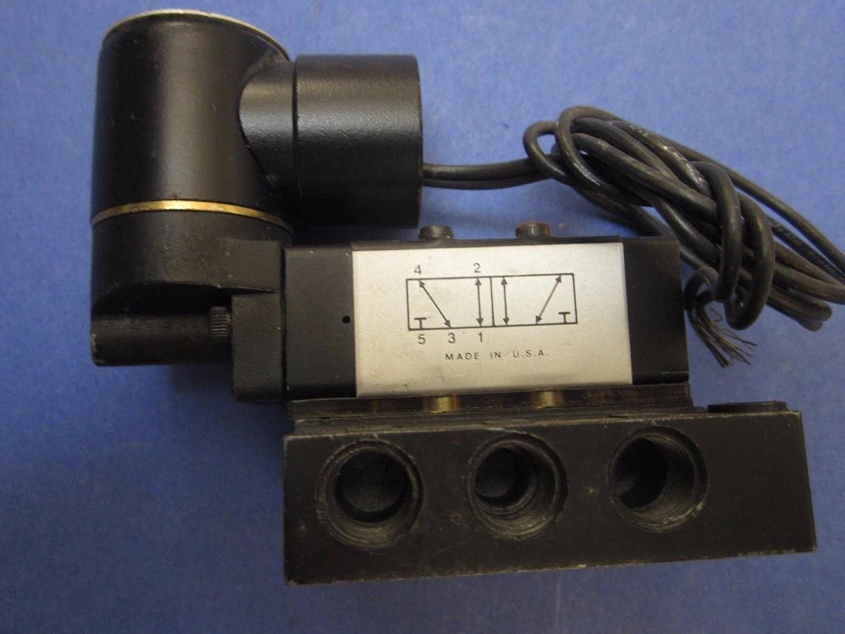 Used Kay Pneumatics Solenoid Valve: KEV31-5-122-IP Manifold Base w/ A2022-S1 Valve