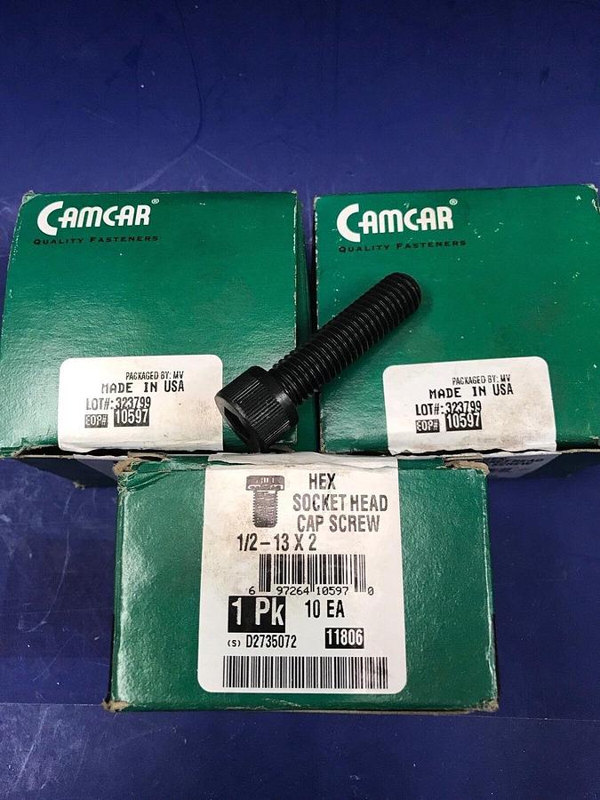Used Camcar 1/2-13 x 2 Hex Socket Head Cap Screw, Lot of 30 Pieces