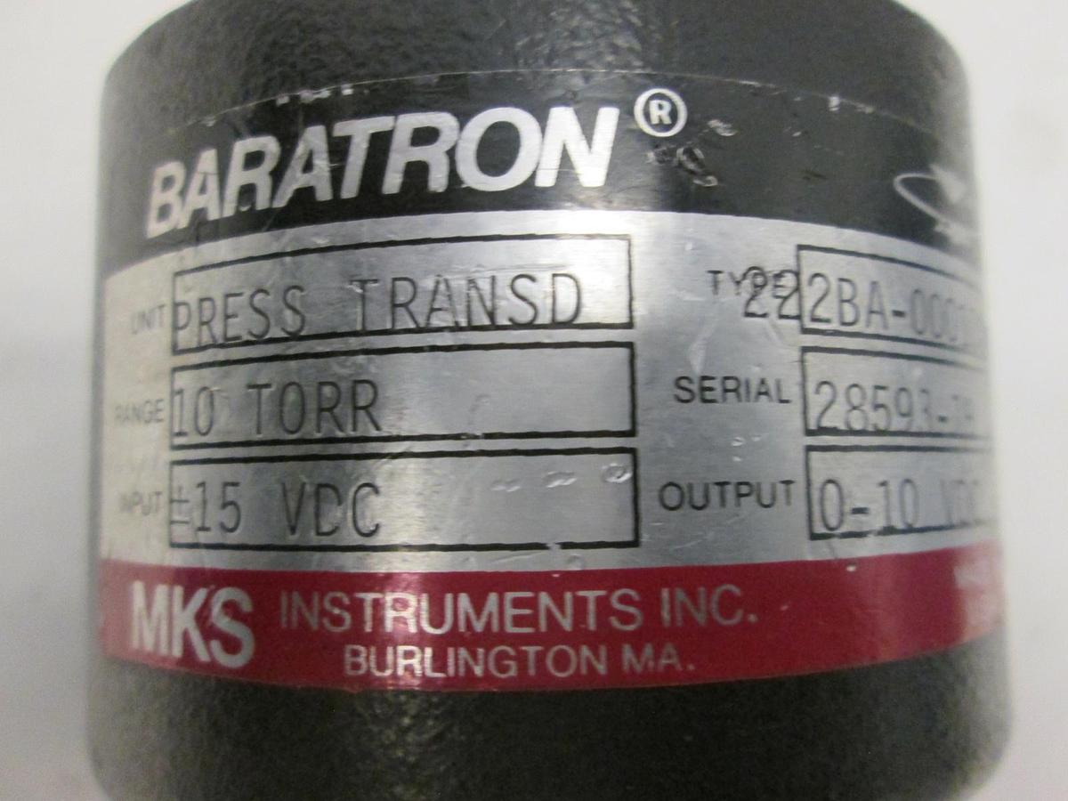 Used MKS, Baratron 10 Torr Pressure Transducer, 222BA-00010AA, Used