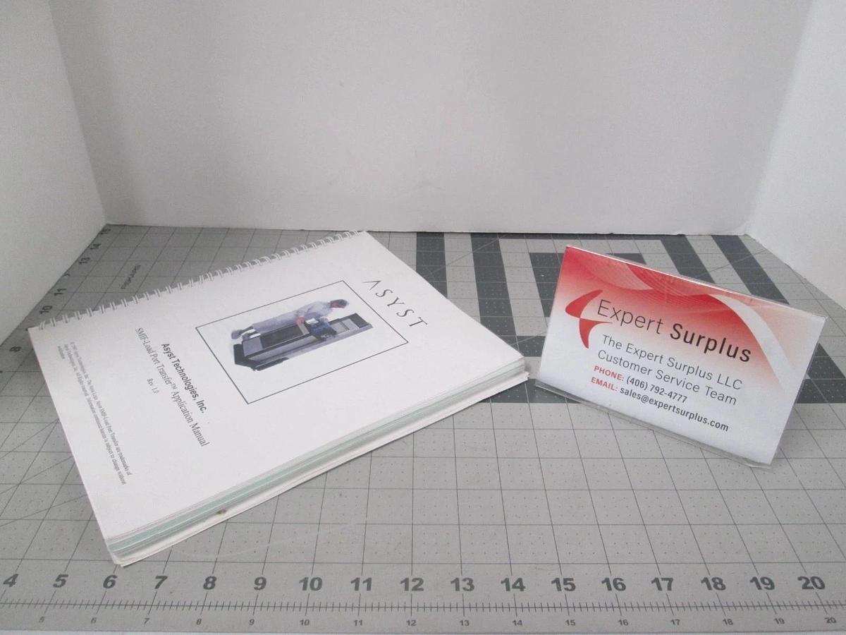 Used ASYST Tech, SMIF-Load Port Transfer Appliction Manual, Rev 1.0, Used