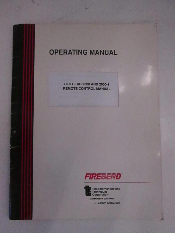 Used Telecommunications Fireberd 2000 and 2000-1 Remote Control Manual, Used