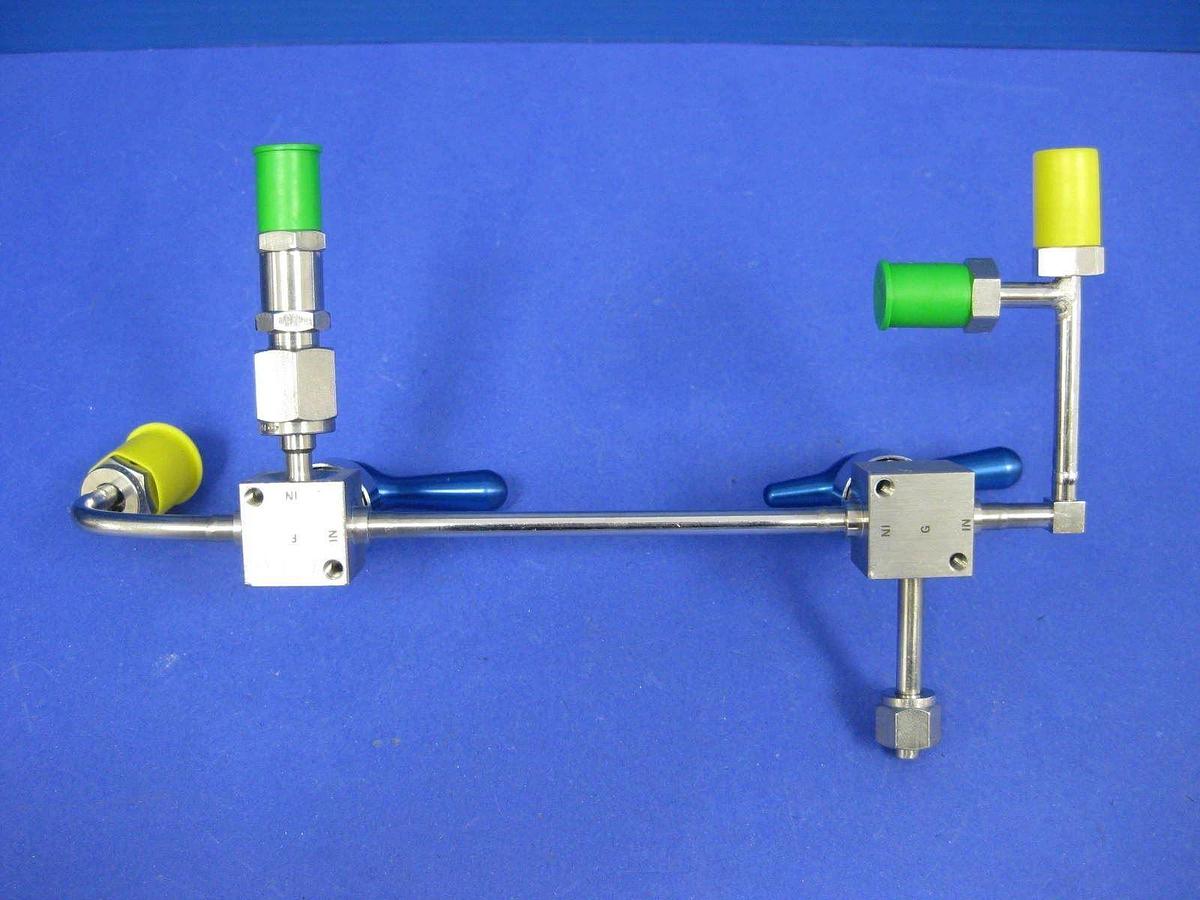 Used Semi-gas Manual Shut Off Flow Valve Assy,  N2 Purge Manifold, 5 Ports, Used