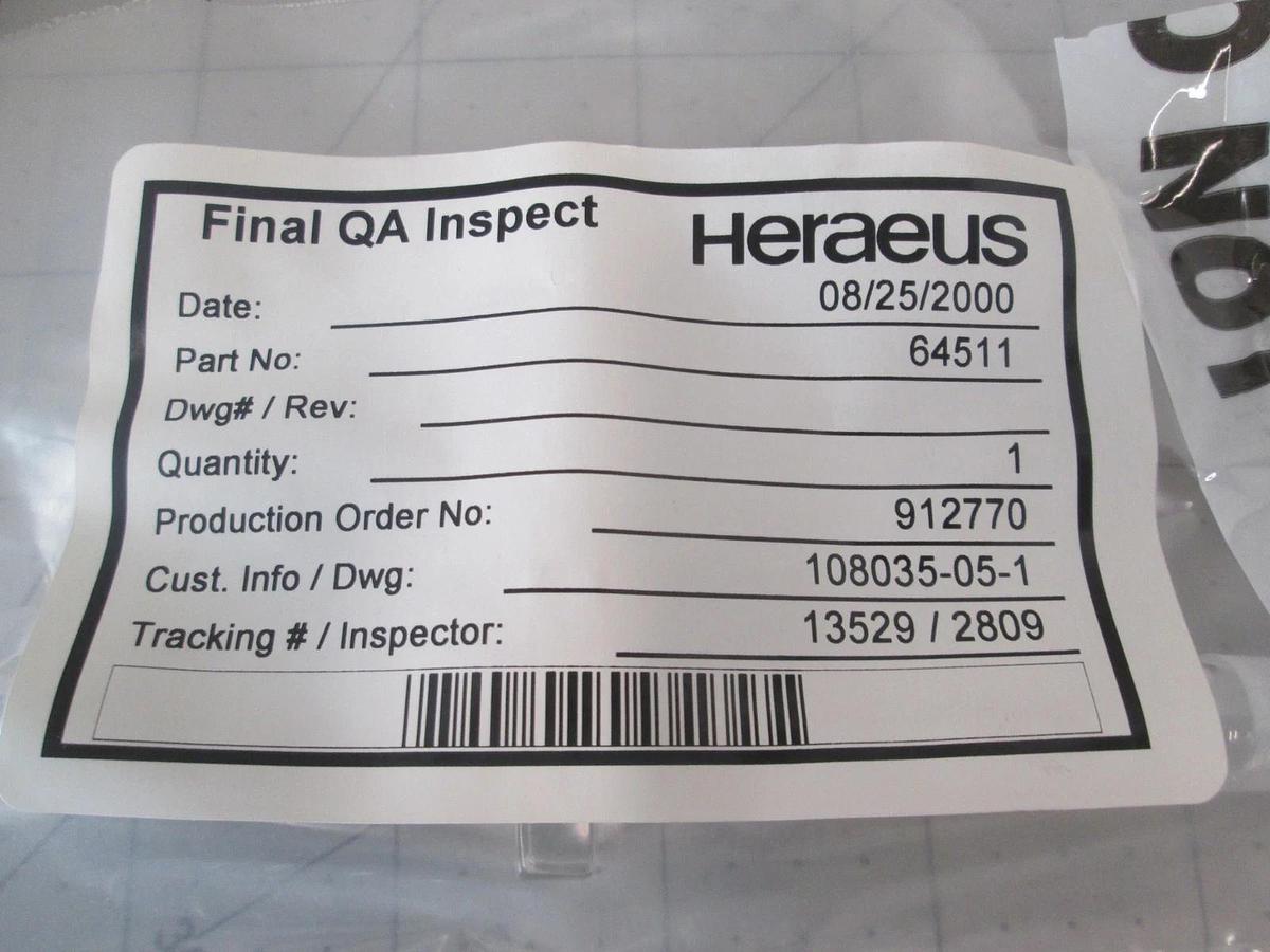 Heraeus HSQ 300 Quartz 108035-05-1 RVP injector, SPT Micro, New