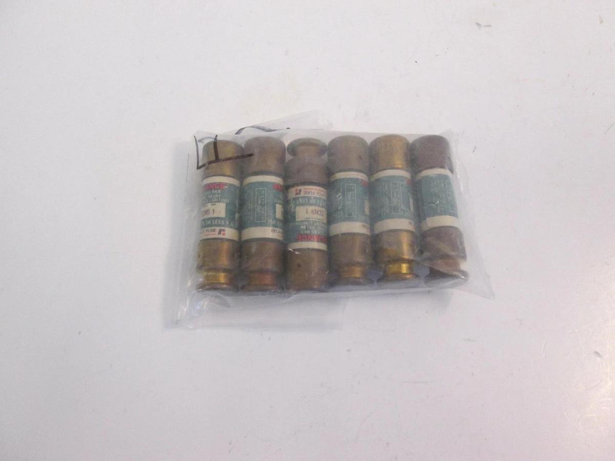 Used Reliance Time Delay Fuses ECNR, 1A, Lot of 6