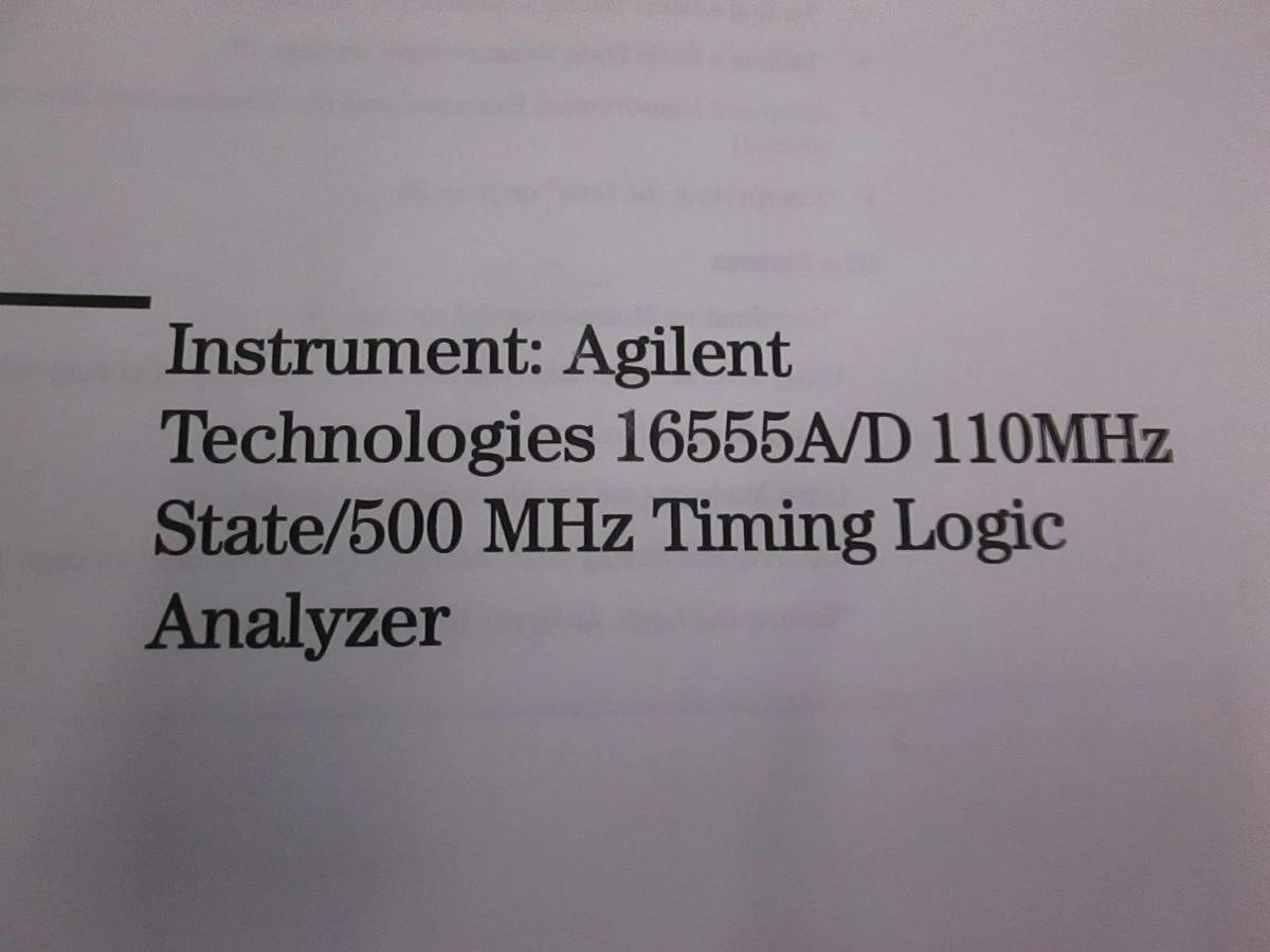 Used Agilent Tech, 16555A/D 110MHz State/500 MHz Timing Logic Help Volume, Used