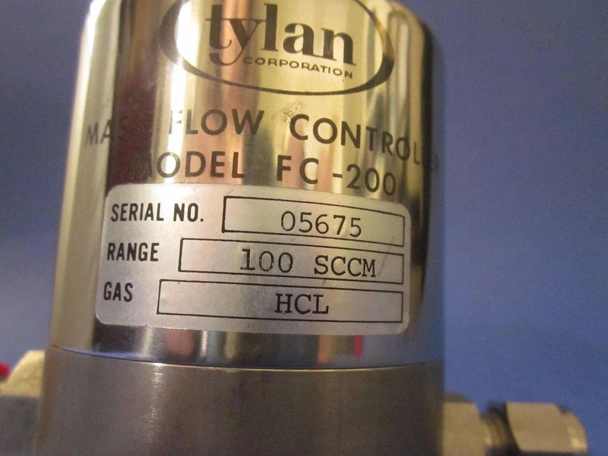 Used Tylan FC-200 Mass Flow Controller MFC, HCL, 100 SCCM, Used, antique