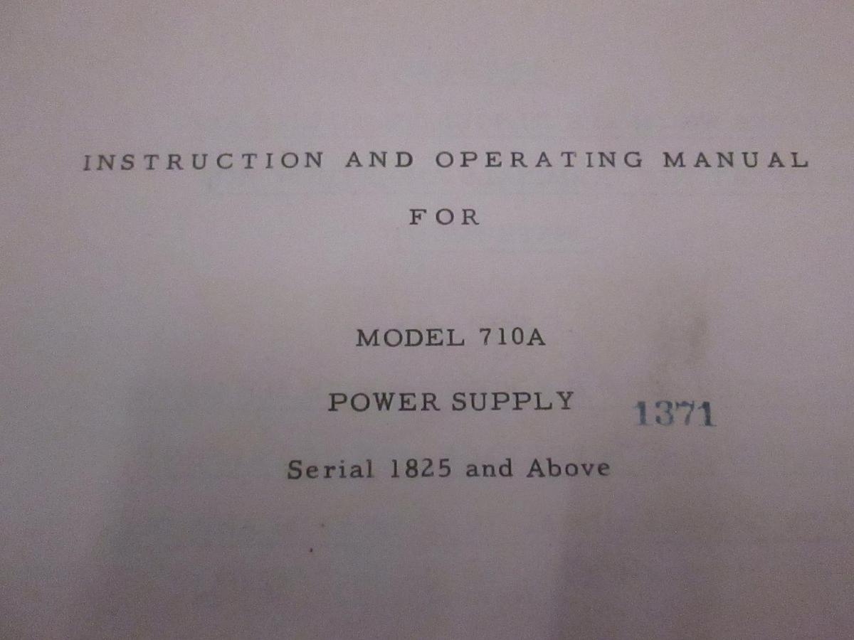 Used HP Model 710A Power Supply Instruction and Operating Manual, Used