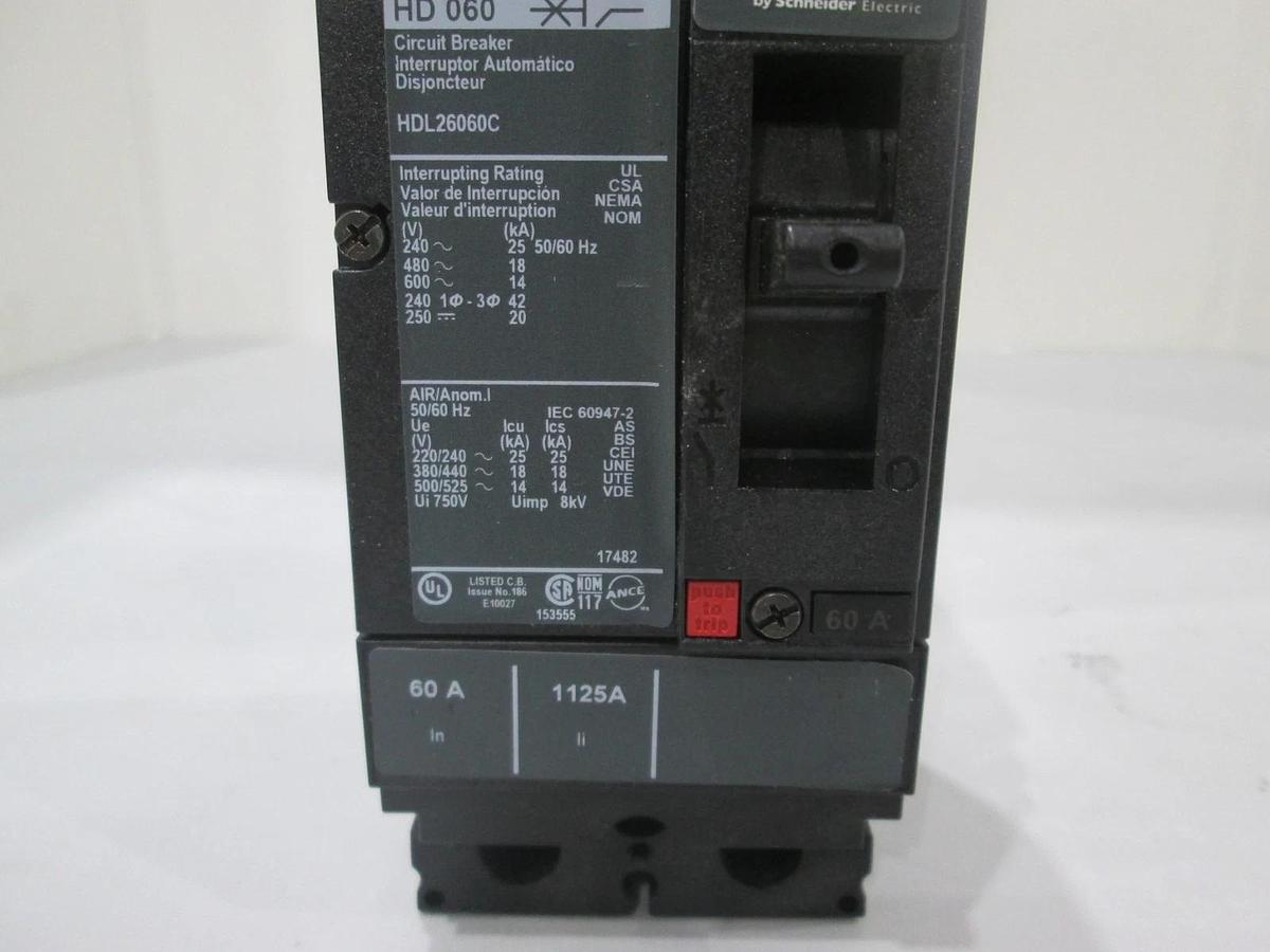 Schneider Electric, PowerPact, HD 060, Circuit Breaker, HDL26060C, 60A, New