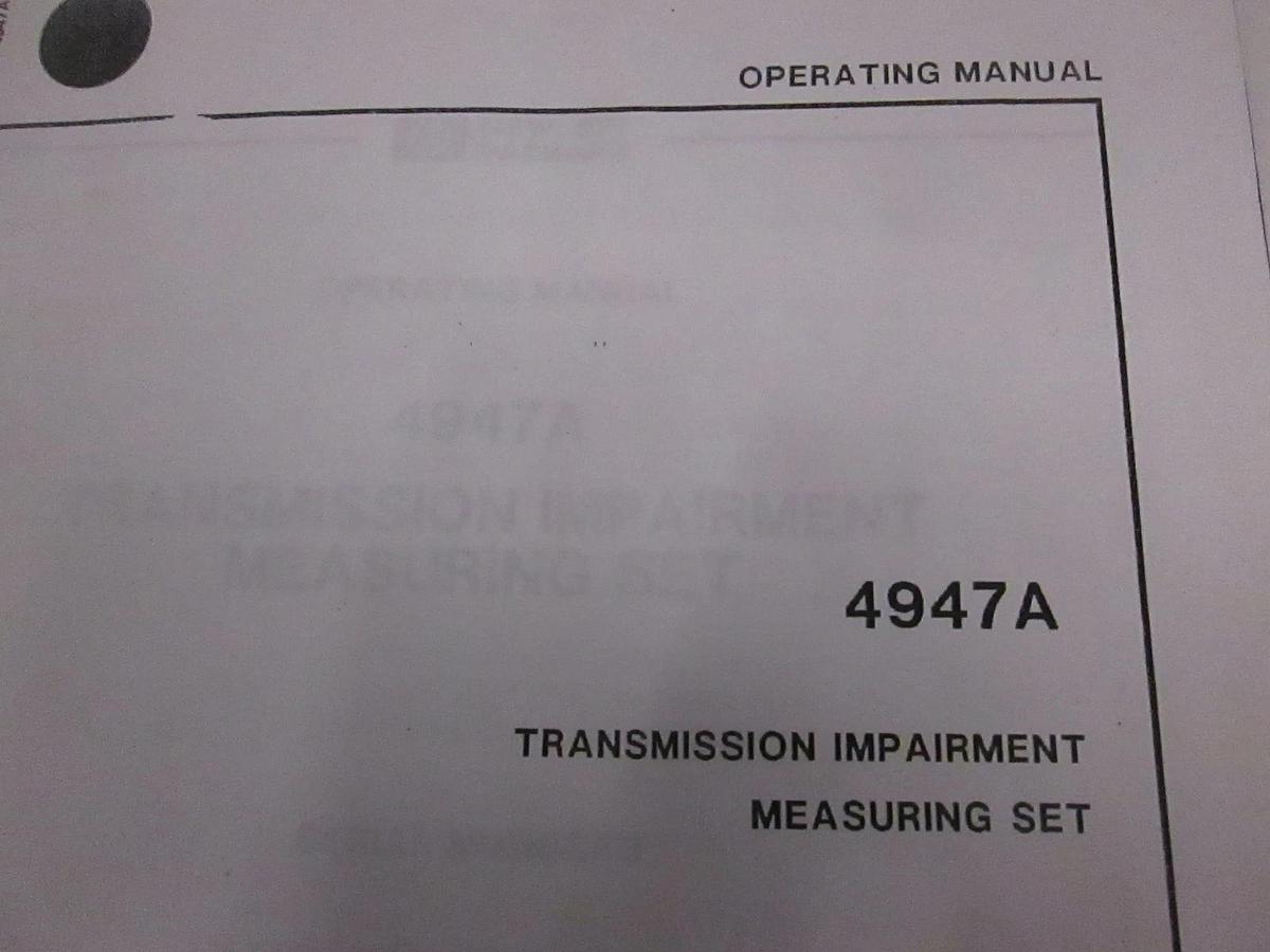 Used HP 4947A Transmission Impairment Measuring Set, Operating Manual, Used