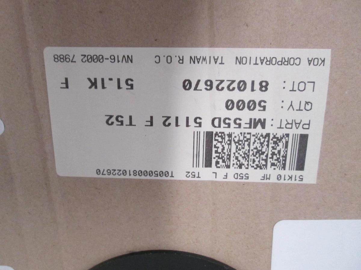 KOA, MF55D 5112 F T52, Resistor, Metal Film, 1K Ohm 1%, New, Reel of 5000