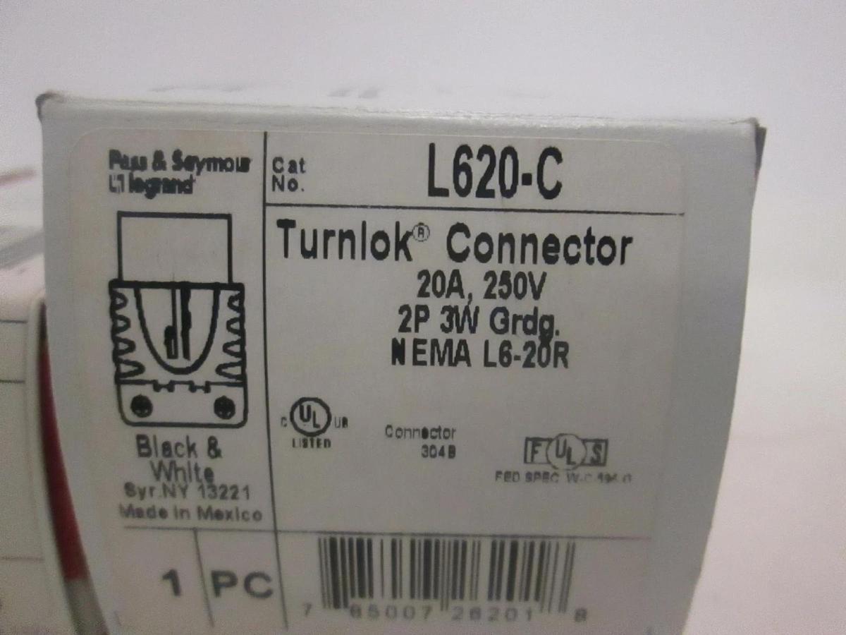 Legrand, MaxGrip Connector PS5969-Y Lot of 3 New and One L620-C Turnlok, New