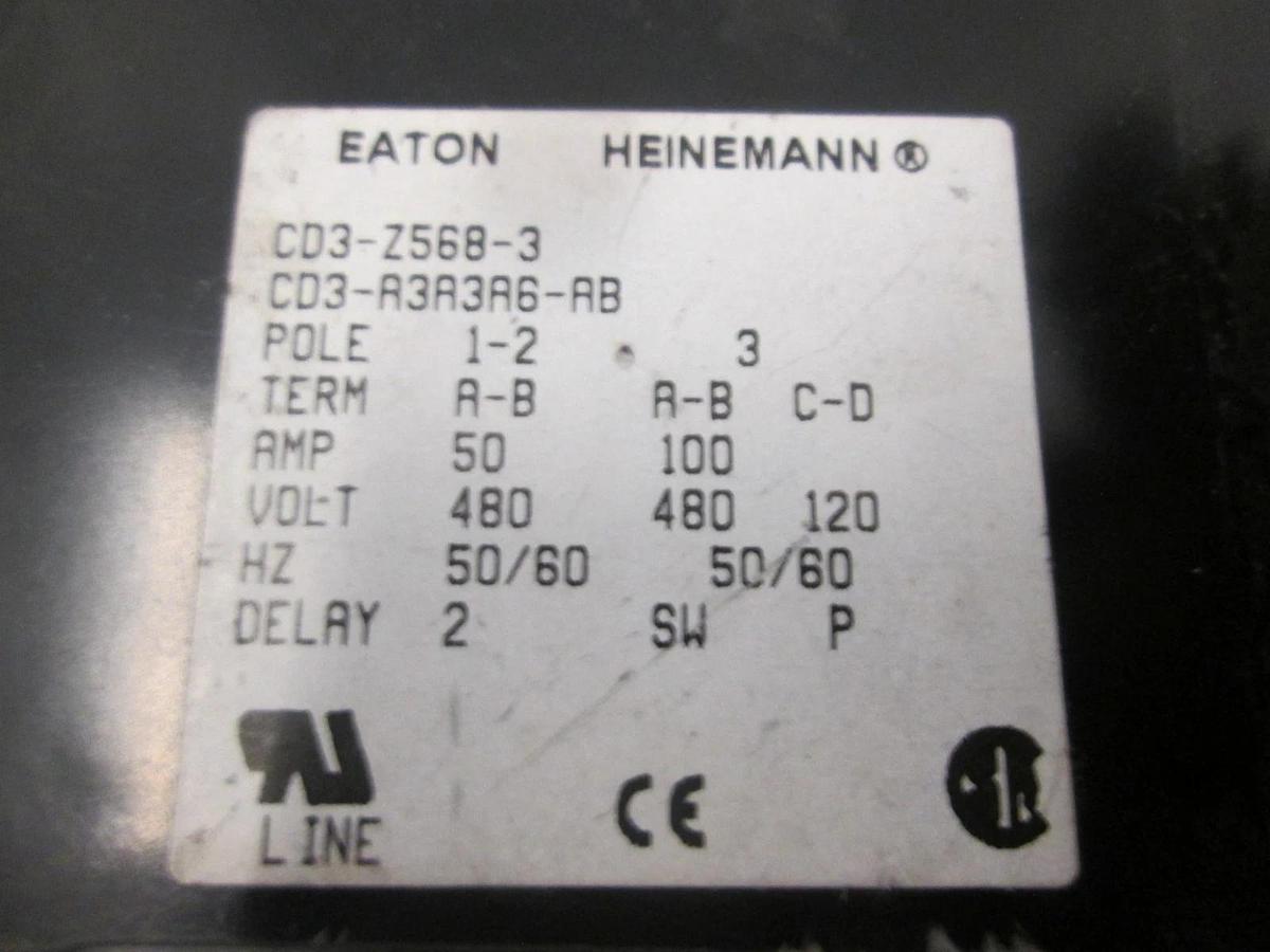 Used Heinemann, CD3-A3A3A6-AB, Circuit Breaker, 3 Pole, 50-50-100A, Used